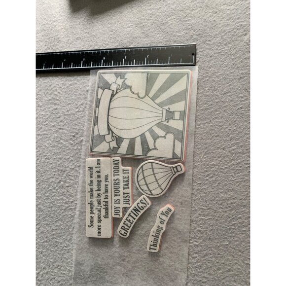 Hot Air Ballons Cling Rubber Stamp Set of 6 - Picture 3 of 4